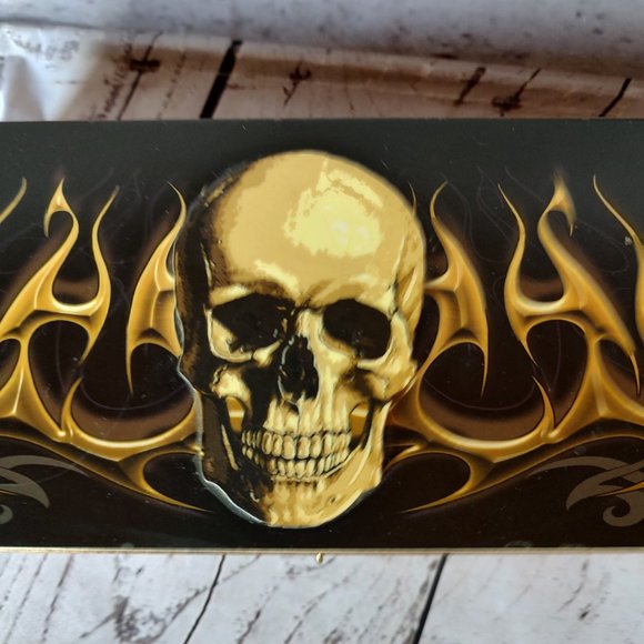 Skull And Fire Wooden Cedar Box - Picture 2 of 10